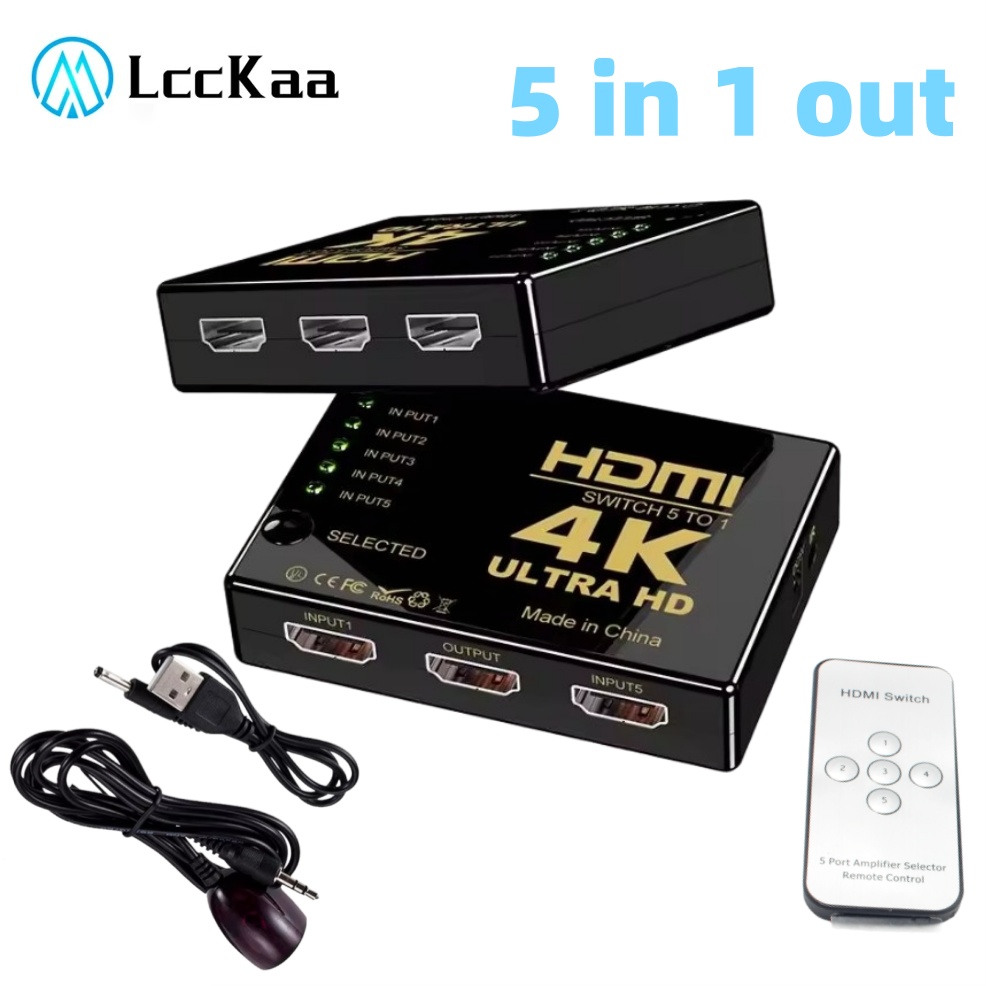 Hdmi Cable - 5x1 HDMI-schakelaar HD 4K-videoswitcher met IR-afstandsbediening