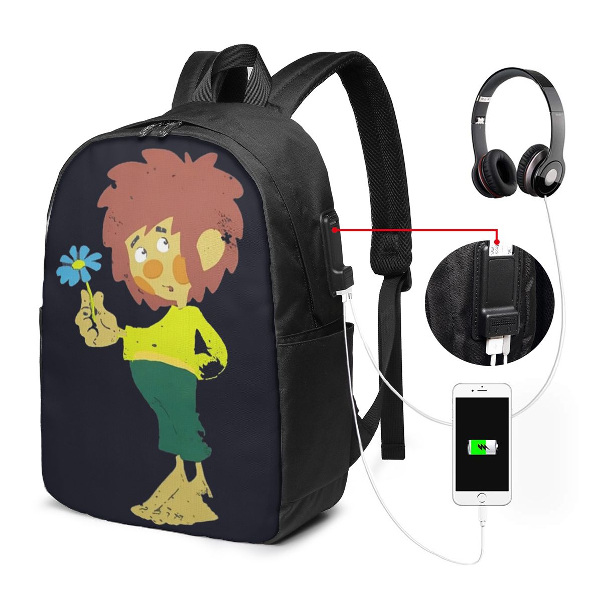 Laptop Bag - Pumuckl Blume - Figur Rugzak Reisnotebooktas